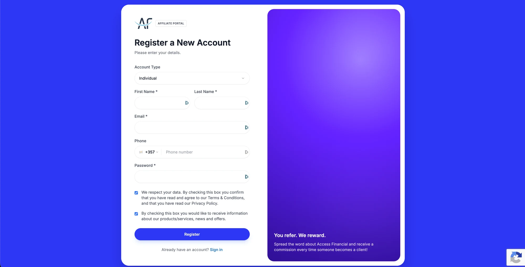 Access Financial — интерфейс проекта 3
